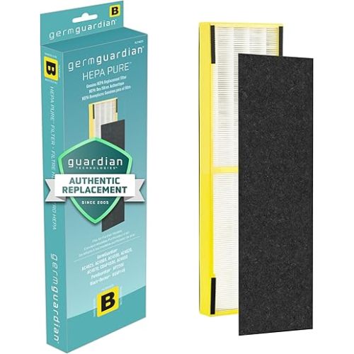 GermGuardian Filter B HEPA Pure Genuine Air Purifier Filter, Removes 99.97% of Pollutants, Wildfire Smoke, Odors, for AC4825, AC4300, AC4850, AC4880, AC4900, CDAP4500, AP2200, Black/Yellow, FLT4825