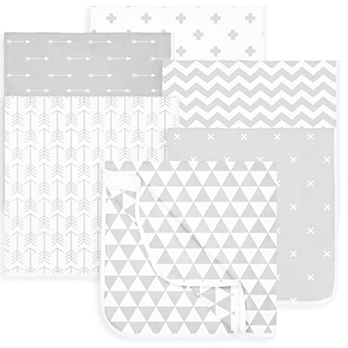 Baby Blankets – Soft Pure Cotton Blankets – 6 Pack of Breathable Swaddle Blankets – Unisex Baby Swaddle Blanket for Boys and Girls in Grey White Designs – Multi Use Blankey – 30 x 30 inches