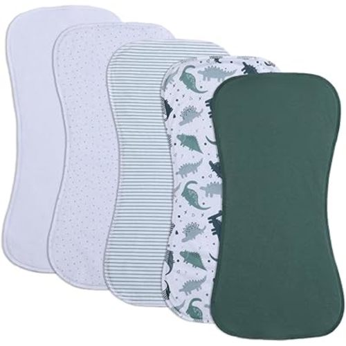 Baby Burp Cloths, Soft Absorbent Towel, Unisex, Easy to Use, 5 Pack (Green)