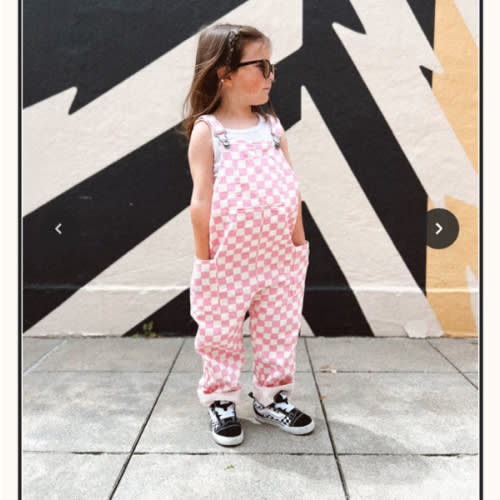 Pink Checkered Overalls
