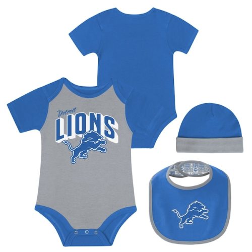 Detroit Lions Newborn & Infant Dynamic Duo Bodysuit, Bib & Knit Hat Set