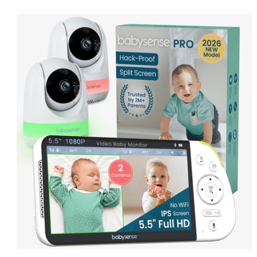 Babysense MaxView PRO: Video Baby Monitor with 2 Cameras, Non Wifi, Sp