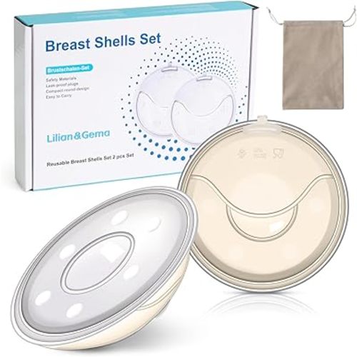 Lilian&Gema Milk Collector Catcher for Breastmilk - 2 Pcs Silicone Breast Pad Nursing Cup Milk Saver for Nursing Moms, Protect Sore Nipples, Extra-Soft and Reusable for Breastfeeding Beige