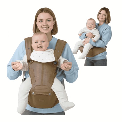 BabbleRoo Grow Baby Carrier – 6-in-1 Ergonomic Hip Seat, Convertible Infant Baby Carrier & Toddler Carrier – Warm Taupe
