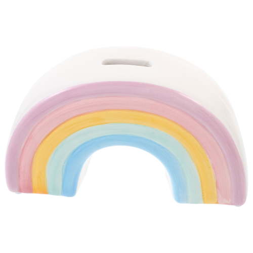 Onaparter Rainbow Piggy Bank Ceramic Bank Saving Pot Decorative Box Desktop Ornament for Kids Birthday Gift Keepsakes Nursery Decor （As Shown）