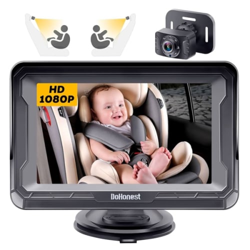 DoHonest Baby Car Camera HD 1080P - Rear-Facing Car Baby Monitor with Night Vision, Adjustable View Angle, Easy Setup, Anti-Glare Display, Safety for Kids & Infants
