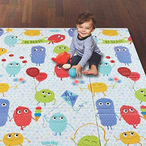 Toddleroo by North States 71" x 71" Toddleroo Friends Play Mat - Designed to fit 6 Panel or 8 Panel Superyards. Almost 36 Square feet of Play Space (Toddleroo Characters, Multicolored)