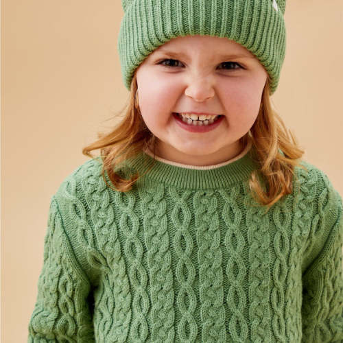 Cable Knit Sweater Moss / 0 - 3 M