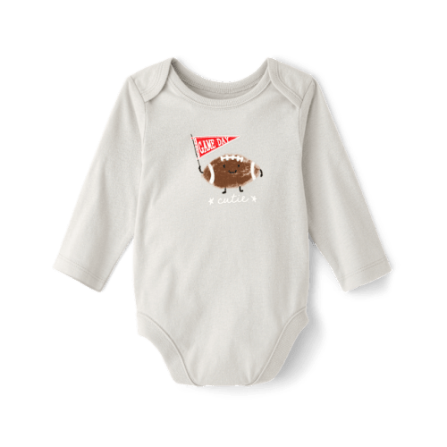Baby Game Day Football Graphic Bodysuit - Gray
