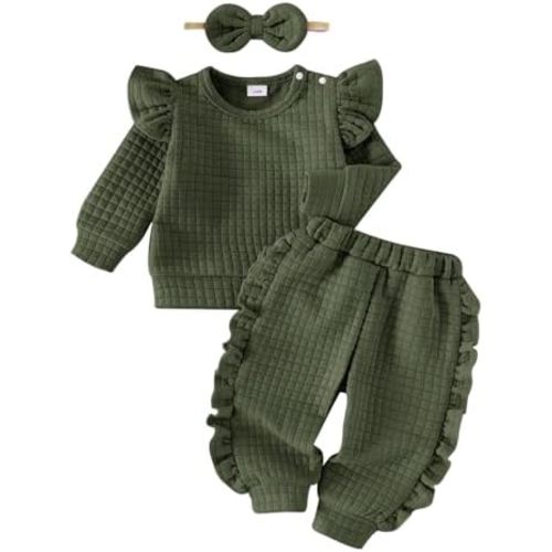 Baby Girl Clothes Toddler Sweatshirt Ruffled Infant Tops Casual Pants Fall Winter Outfits Set 3-24 Months
