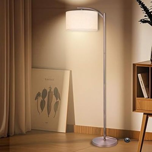HoperBriwght Floor Lamp for Living Room, Standing Lamp, Floor Lamp with Linen Lampshade for Home Décor, Office, Bedroom (Bulb Included)