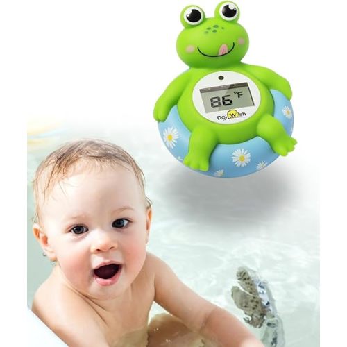 Baby Bath Thermometer Baby Safety Digital Room and Bath Thermometer with LCD Display Durable and Waterproof Frog Shape Bathtub Temperature Toy