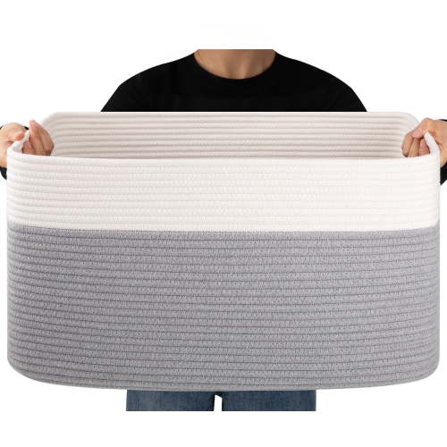 Walmart Black Friday Deals 2025 Cherishgard 70L Large Rectangle Blanket Basket, Cotton Rope Laundry Basket with Handles, Durable and Versatile