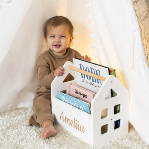 Toys Organization, Baby Book Box, Storage For Books, Custom Name Book Box, Baby Birthday Gift, 1st Baby Gift Toddler Bookcase