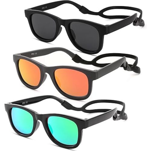 COASION Bendable Flexible Polarized Newborn Baby Sunglasses with Silicon Strap for Infant Boys Girls Age 0-12 Months CA9042