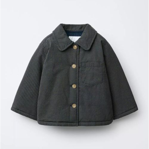 GINGHAM PRINT PUFFER JACKET