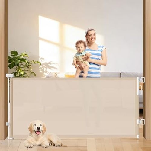 78" Retractable Extra Wide Baby Gates for Stairs, Long Mesh Dog Gate