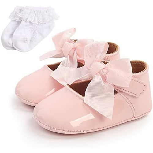 Baby Wedding Dress Ballet Flats Infant Princess Bow-Knot Shoe Toddler Anti-Slip Girls Mary Jane Shoes