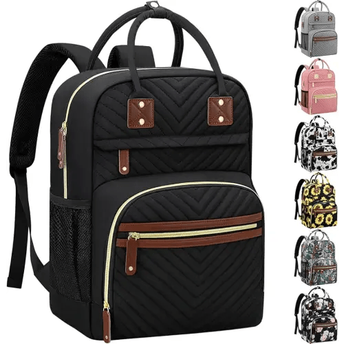 Tenot Diaper Bag Backpack for Women with Insulated Pockets Black