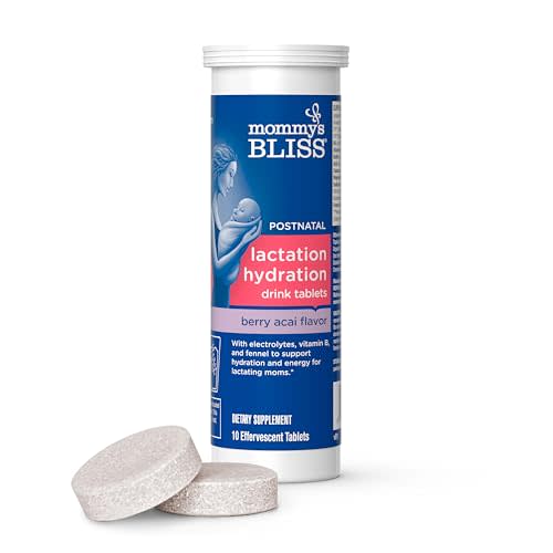 Mommy's Bliss Lactation Hydration Drink Tablets, Berry Acai Flavor, Electrolyes + B Vitamins, 1 Pack (10 Tablets)