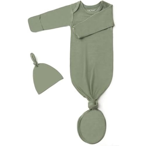 Baby Noah Newborn Knotted Gown for Boy Girls, Newborn Coming Home From Hospital Outfit, Baby Tie Gown Nightgown