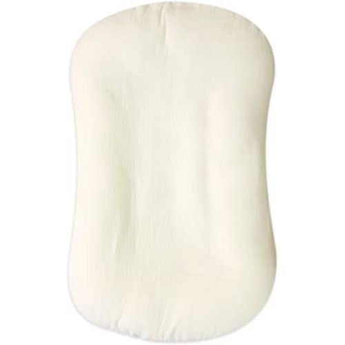 Muslin Baby Lounger Cover, Baby Padded Lounger Cover, Infant Floor Seat Cover, Organic Cotton Removable Slipcover Fits Newborn Lounger for Boys and Girls(Creamy-White)