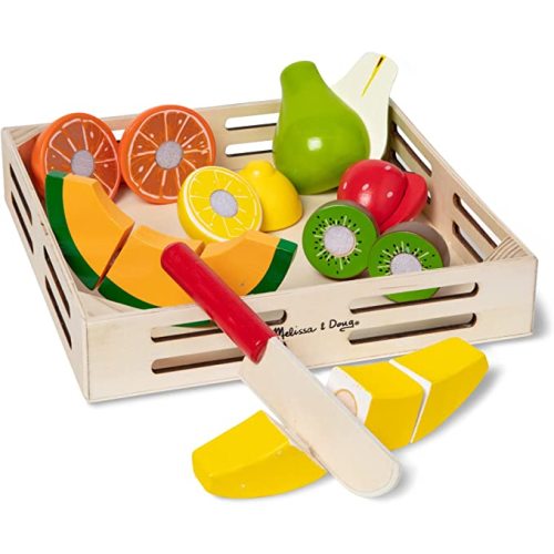 Melissa & Doug Wooden Cutting Fruit Toy Food Set & Pretend Play Kitchen Accessories, Preschool Learning Toys for Girls & Boys 3+