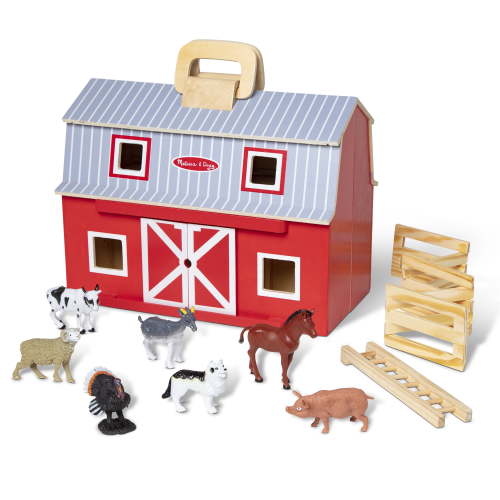 Melissa & Doug Kids Toy Wooden Farm Barn Play Set with 7 Animal Figures