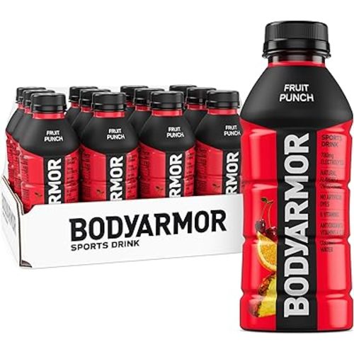 BODYARMOR Sports Drink, Fruit Punch, Electrolyte Drink Hydration, 16 Fl Oz Bottles (12 Pack), Flavored Coconut Water with B Vitamins & Antioxidants