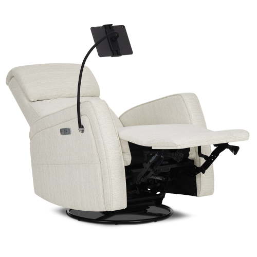 Evolur Maverick Power Recline Glider with Phone Holder in Thunder Beige