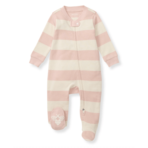 Rugby Stripe Organic Cotton Sleep & Play - Pink Sand