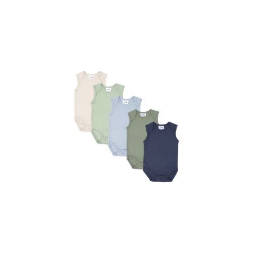 4baby Sleeveless Bodysuit 5 Pack Blue/Green | Baby Bunting AU