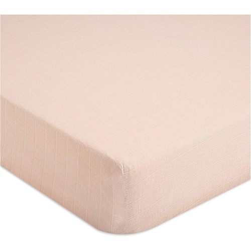 Crane Baby Cotton Sateen Fitted Sheet, 28x52'', Desert Rose, Pink Crib Sheets for Girls, Soft Cotton Crib Sheets for Girls, Nursery Decor for Girl Nursery, Elastic Pockets