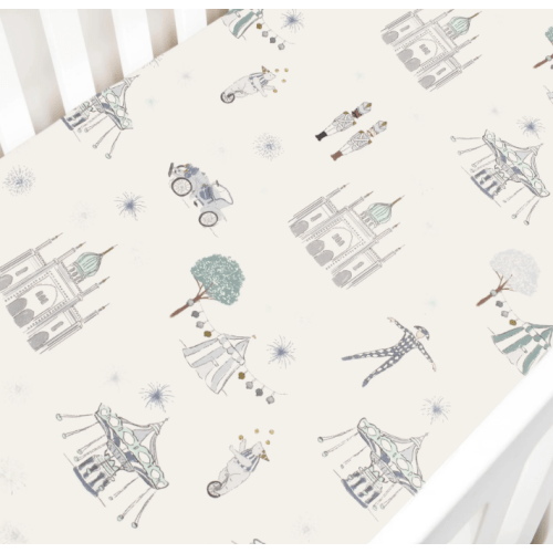 Adventures in Wonderland Crib Sheet - Aqua