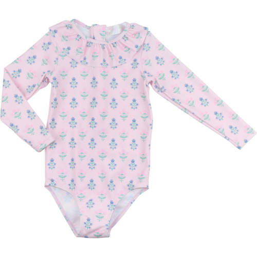 Pink And Blue Floral Swimsuit