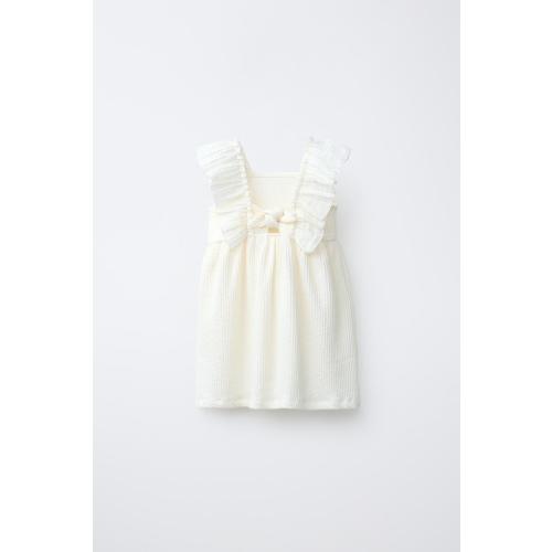COMBINATION TEXTURED DRESS - Ecru | ZARA United States