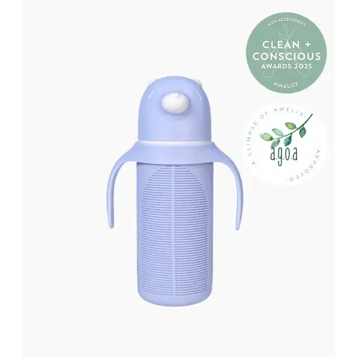 Kaakaababy Glass Bottle with Silicone Straw and Sleeve