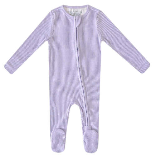 Rib Knit Zip-Up Footie Pajama - Periwinkle