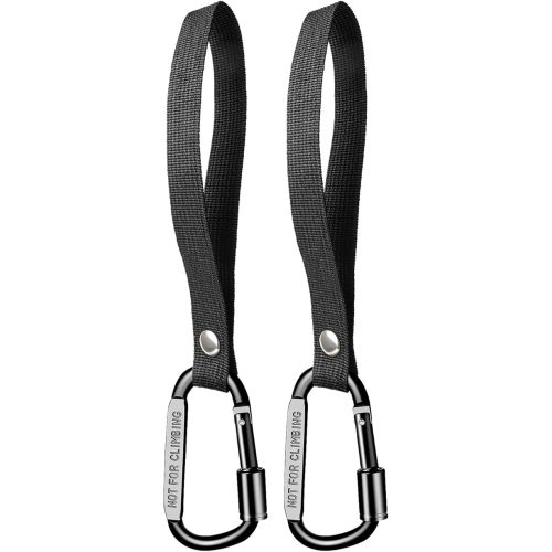 Stroller Hooks for Bags with Locking Stroller Carabiner Clip – Heavy-Duty Hooks for Diaper Bags, Groceries, Backpacks on Strollers, Bikes & Shopping Carts (Black, 2 Pieces)