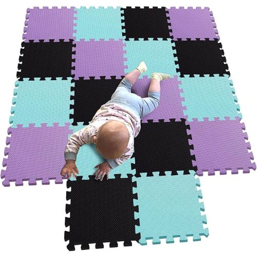 MQIAOHAM® 18 Pieces Puzzle Play Mats, Soft Baby Play Mat, Kids Interlocking Foam Floor Tiles, Toddlers Carpet Playmats G301018-104108111