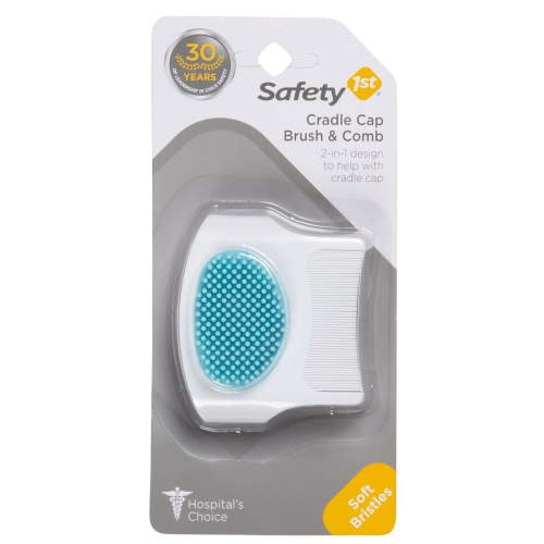 Safety 1st 2-In-1 Rubber Cradle Cap Baby Brush and Comb, Arctic