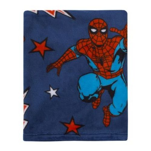 NoJo Marvel Spiderman Blue, Red and White Super Soft Plush Baby Blanket