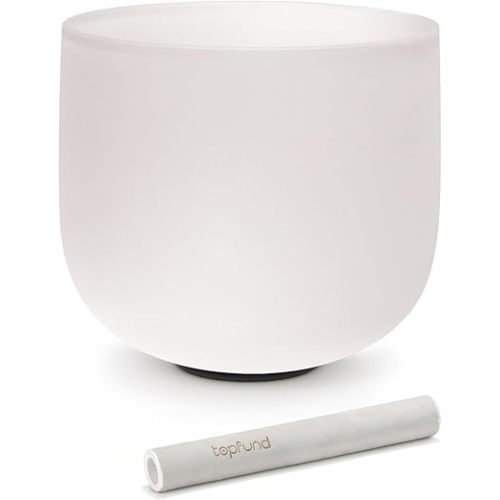 TOPFUND 8 inch G Note Quartz Crystal Singing Bowl Throat Chakra Meditation Sound Healing