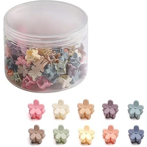 Mini Flower Hair Clips 100Pcs, Small Hair Clips Mini Claw Clips Tiny Matte Jaw Clips Hair Pins Barrettes 90s Y2K Cute Hair Accessories for Women Baby Girls Kids Teens