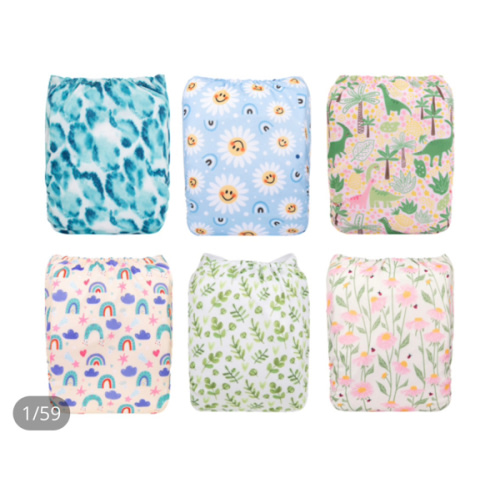 6-Pack Baby Cloth Diapers with 6 Microfiber Inserts - One Size Adjustable & Reusable Pocket Diapers for Infants & Toddlers