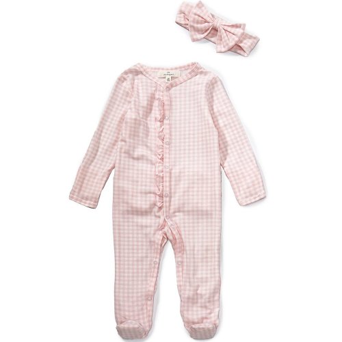 Starting Out Baby Girls Long Sleeve Gingham Ruffle Footie Coverall