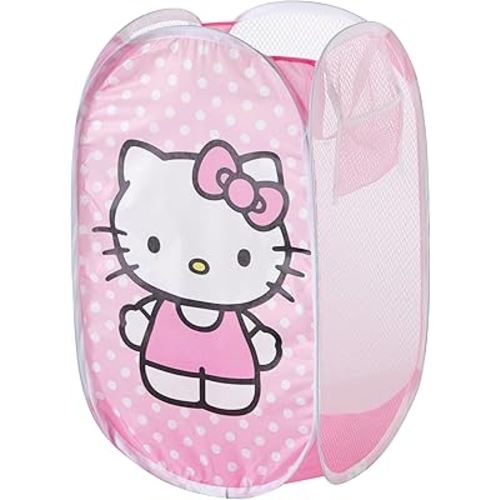 Sanrio Hello Kitty Pop-Up Hamper,Collapsible Laundry Basket with Durable Handles,Lightweight Storage Bin for Kids' Bedroom, Nursery, or Playroom,Pink