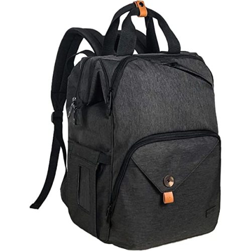 Hap Tim Diaper Bag Backpack,Large Capacity Travel Back Pack Maternity Baby Nappy Changing Bags, Double Compartments with Stroller Straps,Waterproof,Black (US7340-DG)