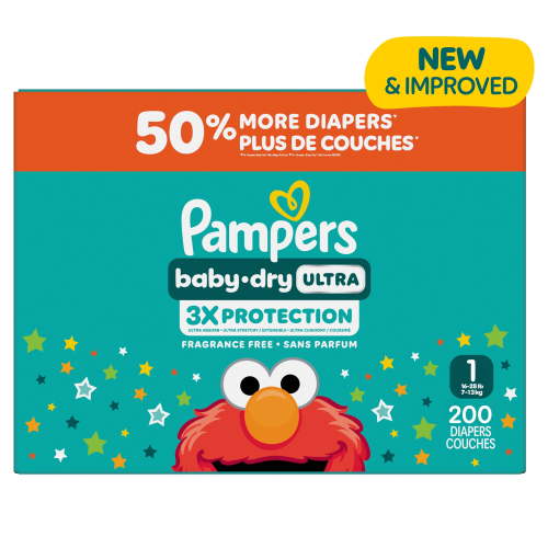Pampers Baby Dry Ultra Diapers, Mega XXL Pack, Size 1 (8-14 lbs), 200 CT, Absorbent Disposable Diapers - Walmart.ca