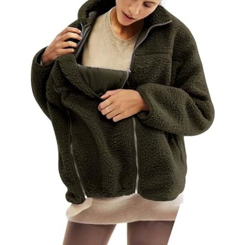 Maternity Coat Winter Mom Cozy Thicken Coats Fleece Sherpa Jacket